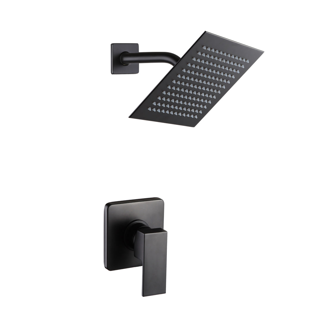 POP SANITARYWARE Matte Black 8-Inch Rain Shower Faucet Set