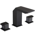 POP SANITARYWARE Matte Black Waterfall Bathroom Sink Faucet 3-Hole Double Handle