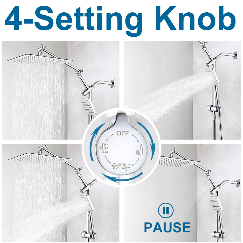 POP SANITARYWARE 10-Inch All-Metal Chrome Shower Head Combo