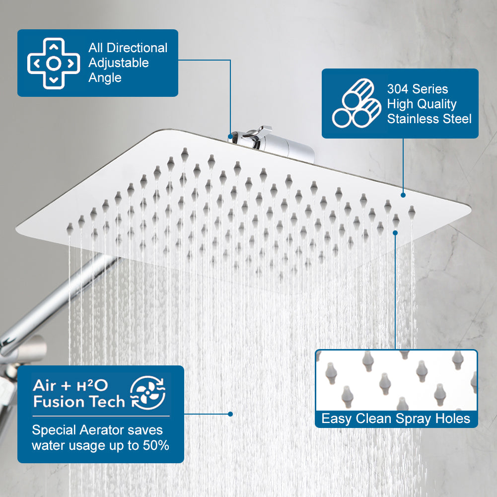 POP SANITARYWARE 10-Inch All-Metal Chrome Shower Head Combo