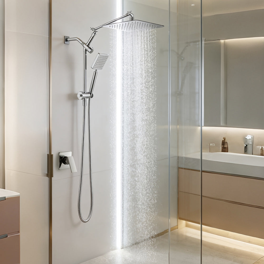POP SANITARYWARE 10-Inch All-Metal Chrome Shower Head Combo
